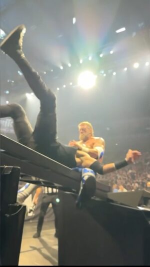 Justin Roberts Instagram - I Quit Match, @ratedrcope challenging @christian4peeps for the @aew TNT Championship and doing whatever it takes to win! #AEWDynamite #BestSeatInTheHouse