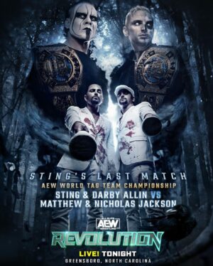 Justin Roberts Instagram - This is the ICON. This is #AEWRevolution. This. Is. IT. 👏🏻 @aew Revolution LIVE NOW on PPV @bleacherreport from the SOLD OUT legendary @gbocoliseum #StingsLastMatch @stinger #ThankYouSting