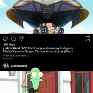 Justin Roiland Instagram - Shit! The Shlorpians broke my Instagram. #SolarOpposites season 2 is now streaming on @Hulu !