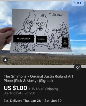 Justin Roiland Instagram - MOVED TO EBAY. Please bid there. LINK IN BIO! Every penny goes to the homeless encampments in the Los Angeles area.