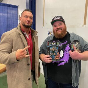 K. Trevor Wilson Instagram - Thanks to @Jazwares for having me out to the first Rampage in Canada, can’t wait to get home and recreate it in my rec room with my @aewbyjazwares figures. #AEW #ad #JazwaresPartner