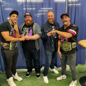 K. Trevor Wilson Instagram - Thanks to @Jazwares for having me out to the first Rampage in Canada, can’t wait to get home and recreate it in my rec room with my @aewbyjazwares figures. #AEW #ad #JazwaresPartner