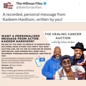 Kadeem Hardison Instagram - 🚨 New Auction Items Added! 
● 4 days left to place your bid! 
●Click the link in the Bio to place your bid! 
● If you are unable to bid, you can still support by making a donation! 
● Slide #2 is extra special 🥰
#HealingCancerAuction

shout out to @akliasjewelry 🖤

#thehillmanfiles 
#adifferentworld 
#dwaynewayne 
#kadeemhardison