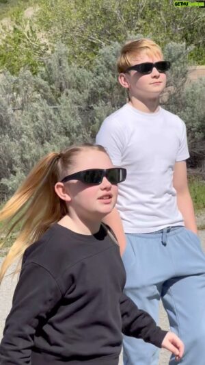 Kaido Lee Roberts Instagram - We survived!😆😄🤣 Hope you guys wore your glasses! #solareclipse #solareclipse2024 #kaido #mikey #solarglasses