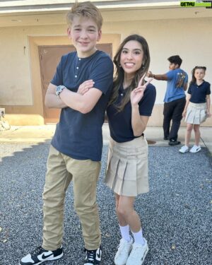 Kaido Lee Roberts Instagram - Playing a student on a Zhong video. It was so much fun hanging out in a real school with other kids. I am home schooled and I’ve never gone to a real school. Thanks Zhong, Kat, and Jarad for the awesome day on set! Zhong and his crew were hilarious! @zhong @katrinabuno @thejakerona @realdealmada  #atschool #bully #kaido #mikey #onset #kidvideos look @sassyserenity2010