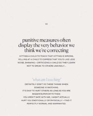 Kaitlyn Sapp Instagram - Punishments sometimes seem like the only way! Big reactions on the surface seeeem like they’re *working* but they almost never actually help someone understand the moral reasoning behind the correction. 

Swipe for the questions I always ask myself when I think my children are in need of a “lesson” and let me know if they help you too ᵕ̈