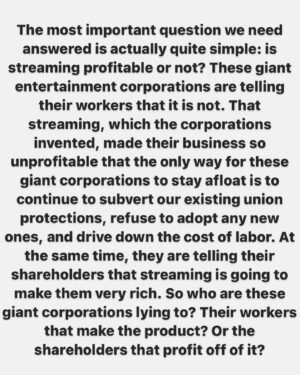 Kal Penn Instagram - Writers create the content that makes streaming services billions of dollars. The Union is asking for fairness in pay & very reasonable professional protections. Media executives love to tweet about equity - do the right thing and practice it.