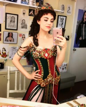 Kaley Ann Voorhees Instagram - My last week at @phantombway has already begun!! Time flies when you’re having fun 🌹thank you for all the love, and to @amberkempter for the cutest pop stuff, the Chrissy pin is already on my bag! 
Expect lots of pictures this week ;) #phantomoftheopera #lastweek ❣️