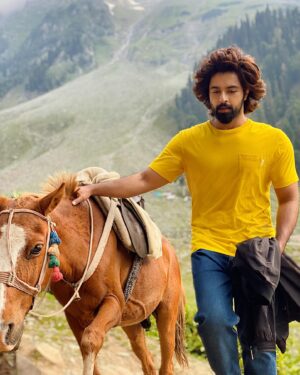 Kalyaan Dhev Instagram - #WorldConservationDay
 
Walk hand in hand instead of sitting on them. I know it’s not always possible, but be conscious and try. From last 2 days, I had been shooting in Sonmarg and our entire crew had to go up the hill. So, I chose to walk those 8kms everyday along with my horse 🐎 - Raju. 

I talked to Raju’s caretaker all through our route. 🐴 - He is just 8 years old and has an average of 7kgs grass everyday. He is strong and had been carrying people up and down the hill since he was four. It’s sad but, that was the only way the caretaker would earn his bread and butter. I felt good that he got 2 days of rest.

Through this journey, I held and talked to Raju. I felt a connection! Maybe that’s what we all need to feel, some love. Then, everything shall fall into place.