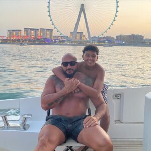 Kamel Guenfoud Instagram - Always good Time with you ❤️. #love #dad #son #holidays #bestfriend #yacht #jetski #dubai @mekky.2k