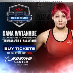 Kana Watanabe Instagram - Hey, guys!
I'm a Japanese fighter🇯🇵
I will be back in the cage at @pflmma on April 4th. 
The ticket link is in my bio.
Promo code ：KWATA
Thank you🙏
#PFL
#mma
#kanawatanabe
