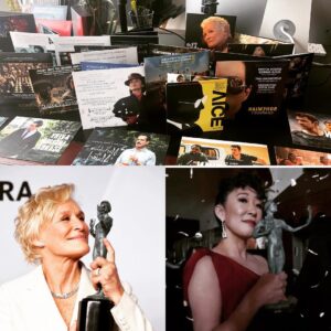 Kandra King Instagram - Yes, I can’t vote without seeing them all. Admittedly, I #BingeWatched! Happy about these results though...
@IAmSandraOh Sandra Oh & Glenn Close #TheWife #MahershalaAli for 
#GreenBook #SAGAwards #ActorsLife #Grateful