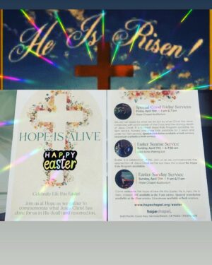 Kandra King Instagram - Happy Easter Friends! If you are in Southern California, come join us for Sunrise Service in Hermosa Beach! Fabulous band! Great Pastors! And we are celebrating the Resurrection of our savior! By the way, our church-wide fast has ended. Coffee and Donuts will be served! Woo-Hoo! And, they are also streaming the 9:00 Am & they are goi g to Livestream the 9:00 & 11:00 AM services, so you can join us from ANYWHERE! God Bless you! We have #Hope