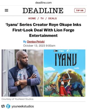 Karama Horne Instagram - Congrats @royeokupe and @youneekstudios this is HUGE! 
・・・
LET'S FREAKING GO!!! YouNeek fans, are you READY?!!! 🎉🍾

PS Malika & Malika Animation fans, rejoice! There is hope ⚔️👸🏾😎 (click the link in BIO for more info)

#youneekyouniverse

"Through the first-look deal, Lion Forge will adapt Okupe's bestselling graphic novels, which are published through Dark Horse Comics, for TV, film, and games and collaborate with Okupe on Lion Forge's own original projects that Okupe may develop, write and/or direct for the studio.

Okupe will also be discussing all things Iyanu, including offering an exclusive first look, on Dark Horse's World of Iyanu panel this Sunday at New York Comic Con."

#nycc #lionforgeanimation #graphicnovels #animation #comingsoon #theblerdgurl