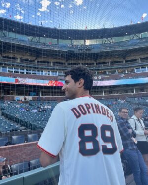 Karan Soni Instagram - @sfgiants thank you for having us for your @marvel night and for this dreamy custom jersey!! ⚾️🏟️🧢