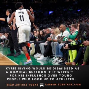 Kareem Abdul-Jabbar Instagram - Kyrie we know you can do better. Kids are looking up to you. I’m watching all you young fellas and want you to represent our league as leaders. Follow me if you want to hear more. kareem.substack.com
