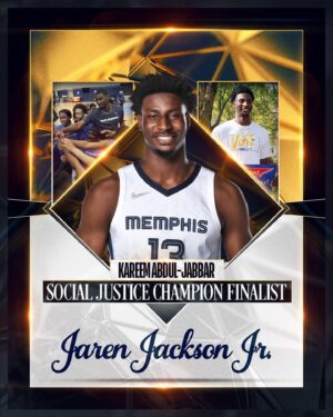 Kareem Abdul-Jabbar Instagram - A finalist for the @kareemabduljabbar_33 #SocialJusticeChampion award… @Jaren Jackson Jr of the @memgrizz!

The five finalists represent the year’s most impactful social justice advocates who are continuing NBA players’ decades-long tradition of activism.