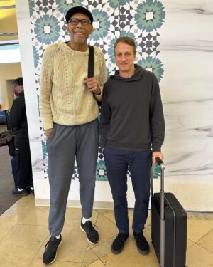 Kareem Abdul-Jabbar Instagram - Congrats @tonyhawk on your @nbcsnl gig last night. It was great bumping into you at the airport!!