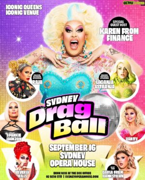 Karen From Finance Instagram - ICONIC QUEENS. ICONIC VENUE. Catch me at Sydney Drag Ball on Saturday September 16, along with my fellow drag icons @sutanamrull, @laganjaestranja, @spankie_jackzon, @karenfromfinance, @wigsbyvanity, @thebeverlykills, @carlafrombankstown

Join Sydney Drag Ball for discounted pre-sale tickets! dragball.com.au

This is a one night only special event at the iconic @SydneyOperaHouse so get your tickets before they sell out! https://www.sydneyoperahouse.com/contemporary-music/sydney-drag-ball-2023

#SydneyDragBall #SydneyOperaHouse #Raja #LaganjaEstranja #SpankieJackzon #KarenFromFinance #WigsByVanity #BeverlyKills #CarlaFromBankstown