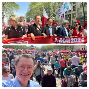 Karl Lauterbach Instagram - #Maikundgebung in #Köln bei strahlendem Sonnenschein. Die Gesellschaft wandelt sich. Wir werden in wenigen Jahren einen Mangel an Arbeitskräften auf allen Ebenen haben. Wer will, dass länger gearbeitet wird, muss die Arbeitsbedingungen verbessern. Insbesondere #Kitas und #Mindestlohn