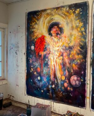 Katariina Souri Instagram - Teos Kokkolintu projisoituna Tuomiokirkon ksppeliin.

Maalaus Kokkolintu (140 x 190 cm) työhuoneen seinällä. Maalaus on myynnissä.

Tiedustelut: katariina.souri@gmail.com

#valotaidetapajtuma @katariina.souri
