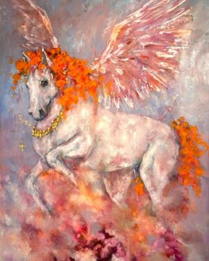 Katariina Souri Instagram - Pegasus, 140 x 220 cm
Oil on Canvas

Tätä maalausta olen työstänyt jo muutaman vuoden. Nyt vihdoin se alkoi pelittää 😍

#art #contemporaryart #taide #kuvataide #pegasus @katariina.souri