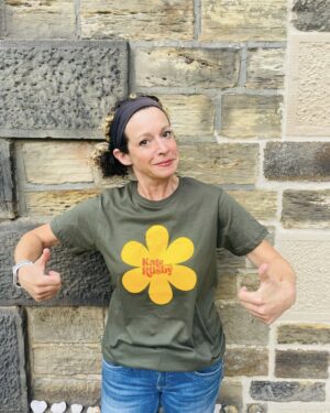 Kate Rusby Instagram - Just finished recording for the day!! So lovely to be back in the studio 😊⭐️😁
Just wanted to say we have just a few T-shirts, mugs and gorgeous tea-towels from our spring tour. If you missed out (as we kept selling out🤦🏻‍♀️) here’s your chance. 😃
All 70’s themed, ⭐️est 1973⭐️as I’m 50 this year. Love the designs as they remind me of my wallpaper when I was little! 🥰🌼🌻