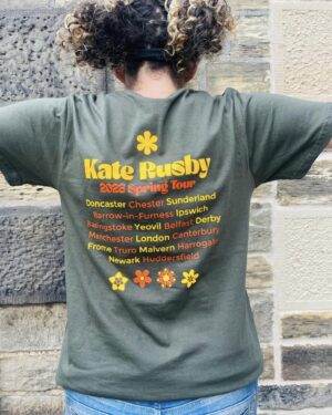 Kate Rusby Instagram - Just finished recording for the day!! So lovely to be back in the studio 😊⭐️😁
Just wanted to say we have just a few T-shirts, mugs and gorgeous tea-towels from our spring tour. If you missed out (as we kept selling out🤦🏻‍♀️) here’s your chance. 😃
All 70’s themed, ⭐️est 1973⭐️as I’m 50 this year. Love the designs as they remind me of my wallpaper when I was little! 🥰🌼🌻
