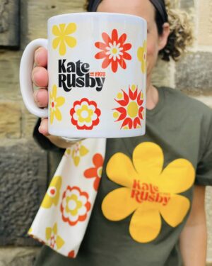 Kate Rusby Instagram - Just finished recording for the day!! So lovely to be back in the studio 😊⭐️😁
Just wanted to say we have just a few T-shirts, mugs and gorgeous tea-towels from our spring tour. If you missed out (as we kept selling out🤦🏻‍♀️) here’s your chance. 😃
All 70’s themed, ⭐️est 1973⭐️as I’m 50 this year. Love the designs as they remind me of my wallpaper when I was little! 🥰🌼🌻