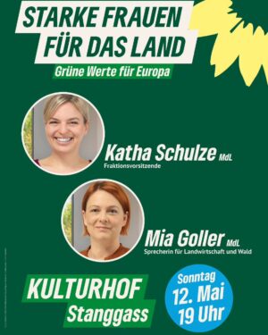 Katharina Schulze Instagram - Wir freuen uns sehr, dass wir gerade am Muttertag, zwei tolle, kompetente und engagierte Frauen aus der Grünen Landtagsfraktion für eine interessante Abendveranstaltung bei uns gewinnen konnten. Katharina Schulze als Fraktionssprecherin und Mia Goller, lanwirtschaftspolitische Sprecherin werden gemeinsam die Themen abdecken, die uns im Berchtesgadener Land am Herzen liegen, und noch einiges mehr. 
Unter dem Motto "Starke Frauen für das Land und grüne Werte für Europa" wird der Bogen von Bayern bis Europa gespannt.
Kommt vorbei, nehmt Eure Anliegen und Fragen mit, diskutiert mit uns und lasst uns im Anschluss gemeinsam in der schönen Location den Abend ausklingen.
Und nur der Vollständigkeit halber 😉, selbstverständlich sind am Muttertag auch alle Papas, und ALLE interessierten Menschen eingeladen 💚