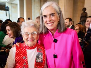Katherine Clark Instagram - During the height of WWII, when our nation needed them most, millions of American women heeded the call to join in the war effort — toiling in shipyards, factories, and on the frontlines to help secure victory.

Women like my grandmother.

Women like Mae Krier.

It was an honor to join in recognizing their valiant service with this body's highest honor, the Congressional Gold Medal.

The heroism of this Greatest Generation will forever inspire us and serve as an example of the power of women.