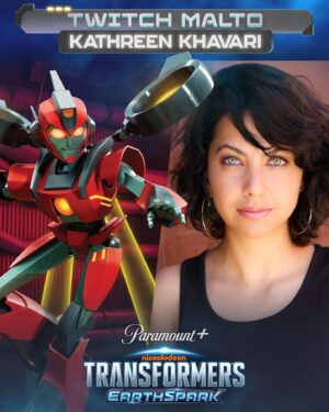 Kathreen Khavari Instagram - So excited for y’all to see Transformers: Earthspark on @paramountplus and @nickelodeon this November where we roll out brand new characters including mine, Twitch! Oh, and we have our own @hasbro toy!! Thanks to everyone who made it out to our panel and signing at @sdcc2022. Autobots, Roll Out!!