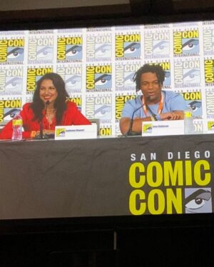 Kathreen Khavari Instagram - So excited for y’all to see Transformers: Earthspark on @paramountplus and @nickelodeon this November where we roll out brand new characters including mine, Twitch! Oh, and we have our own @hasbro toy!! Thanks to everyone who made it out to our panel and signing at @sdcc2022. Autobots, Roll Out!!