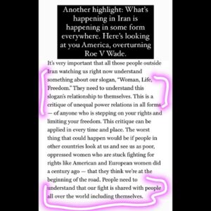 Kathreen Khavari Instagram - In their own words. From Iranians on the ground risking their lives every day. I’m posting these highlights because they’re important. 

Check out the link whole NY mag article in my stories. https://nymag.com/intelligencer/2022/10/iranian-protesters-in-their-own-words.html #mahsaamini #jhinaamini #مهسا_امینی