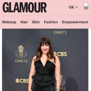 Kathryn Burns Instagram - Getty image or it didn’t happen.  Oh, and if the internet calls you a “star” then it must be true, because it never lies…the internet that is. #emmys #televisionacademy 

Stylist @stylismms 
Dress @martinpgrant corset paired with a custom silk skirt 
Hair/Makeup @lambpants 
Jewelry @xivkarats thanks to @hlb323 
Nails @jennpaintt 
Shoes @alexanderwangny 
Bag is a vintage find from decades ago 
Photo @richfury