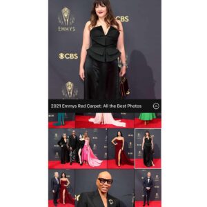 Kathryn Burns Instagram - Getty image or it didn’t happen.  Oh, and if the internet calls you a “star” then it must be true, because it never lies…the internet that is. #emmys #televisionacademy 

Stylist @stylismms 
Dress @martinpgrant corset paired with a custom silk skirt 
Hair/Makeup @lambpants 
Jewelry @xivkarats thanks to @hlb323 
Nails @jennpaintt 
Shoes @alexanderwangny 
Bag is a vintage find from decades ago 
Photo @richfury