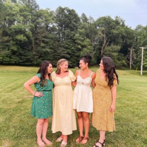 Katie Carpenter Instagram - The grandparents   the grandchildren (and me, lol!!) 🥰

I love that first photo. Spending time surrounded by my giggling, playing and screaming nieces and nephews made me so excited for what’s to come. 

My mother-in-law and sisters-in-law did an amazing job planning our “Parents to Bee” shower up in Olean, NY. 🐝 Loved the personal touch of the childhood photos of Kevin and I! It was also a family reunion so we got to see a ton of family and Kevin’s parents’ friends (who are basically family!)

We parked the RV on Kevin’s grandpa’s lot overlooking the tiny city, which is one of the best views you can get. 

One of my favorite memories was when we told my 3 year-old nephew, Bear, that I was going to have a baby. He said “I don’t know where your baby is.” I said, “it’s right here, in my tummy. See how round it is?” And he said, “no you’re just full.” Kids!!! 😆

We’re feeling very blessed to be showered by both of our families as we prep for our journey into parenthood. 🤗

#babyshowerinspo #babyshowerlook #pinkblushmaternity #babyshower #babyshowerdecor #babybump #parentstobee #olean #coedshower