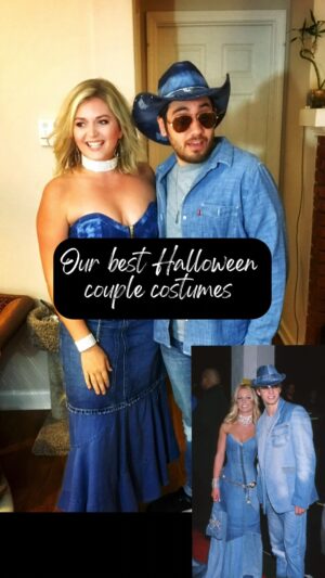 Katie Carpenter Instagram - we go hard for Halloween 🎃👻 which power couple will we be this year?! 👀😆 #halloweencostume #diyhalloweencostume #powercouples #couplegoals #couplescostume #britneyandjustin #nadjaandlaszlo #matilda #larsandsigrit #thewildthornberrys