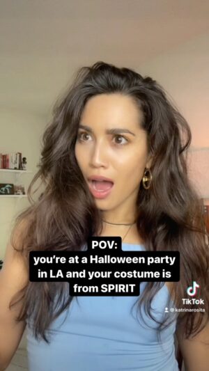 Katrina Rosita Instagram - Nothing says Happy Halloween like the soul crushing feeling of wearing a cute last minute costume in a sea of self designed handmade put together iconic looks that took a year to plan 🤡👻😈 

Have fun out there no matter what you’re wearing 🎃 

 #halloweencostume #losangeles #happyhalloween #pov #meangirls