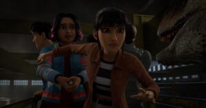 Kausar Mohammed Instagram - #JURASSICWORLD #CHAOSTHEORY is NOW PLAYING and if you've been along for the ride since #CAMPCRETACEOUS , know that it only gets better and better 🦖 thanks to this amazing team of creators, writers, animators, casting directors, cast members, and our fearless voice director. It will not disappoint! Voicing Yaz for the past couple years has been a freakin honor and I can't wait for yall to get to know the grown her 🥰 Enjoy! Watch! Change ur Netflix icon to be a Jurassic character bc you can do that now! Watch TODAY! On @netflix 

🙏🏽 @dreamworks @amblin @cesdvoiceover