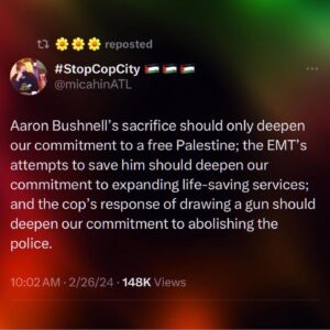Kausar Mohammed Instagram - RIP Aaron Bushnell and all those who have sacrificed themselves for our collective liberation. #freepalestine 

CW on posts: suicide 

Posts from:
@palestinianyouthmovement 
@latinomuslimunity 
@michellekimkim 
@erocsoulbear