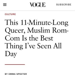 Kausar Mohammed Instagram - We landed in Toronto for tiff and opened our phones to THIS!!!!!! our article in @vogue!!! a big part of what’s been driving us this whole time, and why I wanted to write this, was to allow ourselves as queer muslim south asian folks to exist in JOY and FAMILY on screen.⁣
⁣
And this article sums it up so well: “It’s long past time for the love stories of queer and trans people of color to be told onscreen in all their occasionally awkward, messy, ultimately beautiful glory.”⁣
⁣
Thank you @specteremma for this beautifully written write up, it made my eyes water, thank you to our whole damn team EVERYONE in Involved who supported - 🙏🏽 allah @thefawz @amaliamegusta @andriarainewilson  lets celebrate.⁣
⁣
And this last photo is us at the YYZ airport opening up our phones to see this article!