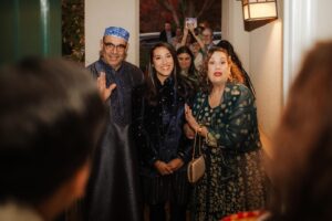 Kausar Mohammed Instagram - The Mesa-Gustin family came to the Mohammed home with gifts and baskets and asked for each other's daughters hands in marriage! Thank god everyone said yes! Favorite part of the Meetha-Muh? The pista milk (pistachio milk). 🫖Our Nurbibi Nanny made it with all the blessings. There was henna for the family and yes, Amalia’s shoes were stolen by the other side and only returned after a long negotiation (that included not just money, but a promise for both brides to get better at Urdu). Catch us in a year and find out! 🌀🧿💙

The next day was our civil ceremony was held with immediate family in our own little way… can’t wait to share. ☺️

📷: @lovekemedia