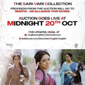 Kausar Munir Instagram - 10 Years of this amazing movie and life experience! And now we can have a piece of this beauty to behold.  Our Iconic #Sridevi’s amazing #englishvinglish sari collection goes on live Auction tonight!  Buy a #sarivari and help fund the education dream of a young woman. All proceeds go to @mudita_ngo -An Alliance for Giving. 
Fastest fingers first! 💃🏻👍🏽💗. #Sridevi #gaurishinde #Balki @hopeprodn @boney.kapoor @janhvikapoor @khushi05k @_adilhussain @mehdi_nebbou_official @rajeevravindranathan @sumeetvyas @priyawajanand @swanandkirkire @itsamittrivedi #hemantisarkar