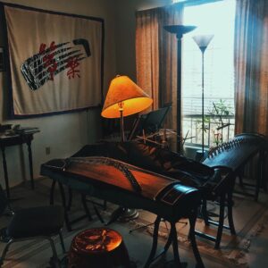 Kayla Briët Instagram - many warm feelings from today’s visit to Ms. Shao here in austin 🌼 Ms. Shao is originally from Guangdong, China and has been playing guzheng since childhood, learning from Master Xu Disheng. her traditional music has taken her to many countries all around the world and in Austin she founded and instructs the first texas guzheng music band—a rare gem to find in texas. it is a surreal moment to hear her play for us at her home today... an honor that this is the guzheng I will be playing and caring for this weekend for my first showcase at sxsw. heart is happy🌟 📸: @ziibiwan