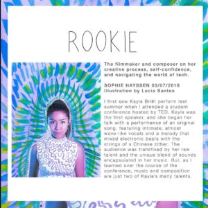 Kayla Briët Instagram - last year, i was interviewed by the lovely @filossofie, and today it’s been released online on @rookiemag !! 🦋🌟 thank you sophie and @luuuuccciiiaaaa for your beautiful illustration (〃ω〃)
.
.
repost @rookiemag:
“You always have to feel a little uncomfortable to be spurred to grow.” From our interview with composer and filmmaker @kaylabriet. (Illustration by @luuuuccciiiaaaa ; link in bio)⚡️