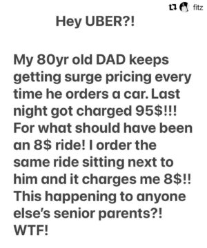 Kaylee DeFer Instagram - For the last few weeks my 80 yr old father-in-law is getting scammed by @uber and they make it impossible to get a hold of anyone. Please repost if this has happened to you or someone you know.... #Repost @fitz with @get_repost
・・・
@uber What is going on? Have documented many a very disturbing trend !  #stealingfromseniors