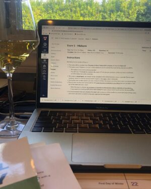 Kearran Giovanni Instagram - First mid-term exam in 20 years- DONE! 😅 👍🏾 I had to edit this to say: The wine was had AFTER I completed my midterm…. 😂