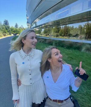Keely Cat Wells Instagram - @_making_space__ at Apple Park! 

We were invited to Apple this week for Global Accessibility Awareness Day. 

In an intimate fireside chat with Sarah Herrlinger, Senior Director of Global Accessibility Policy and Initiatives, we delved into various subjects, including disability representation, employment, media, advocacy, and of course, accessibility!

Apple Park is utterly mesmerising. Thank you so much to Apple’s accessibility team for welcoming us and facilitating such an impactful and unforgettable experience — and for all the work you do every day.

Apple announced some incredible new accessibility features this week that are going to help millions of people gain access to speech recognition, haptic music and even to control their devices entirely with their eyes. 

Incredible to see this work and can’t wait to return to this amazing place!

#MakingSpace #DisabilityRights #Accessibility #Apple #GAAD

Image description: First Image: Keely & Sophie are in the Apple Park inner circle, there is a large rainbow in the background. Keely (who is holding a walking stick)  has her arm around Sophie who is seated in a wheelchair. Both women are smiling, and the sun is shining brightly.

Second Image: Keely & Sophie are outside the Apple Park curved building. They are smiling and pointing towards it.