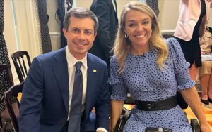 Keely Cat Wells Instagram - Today I had the tremendous honour of being seated around a table with @vp Vice President Kamala Harris,

Department of Transportation Secretary Pete Buttigieg, 

Department of Transportation Disability Policy Advisor Kelly Bucklund, 

The Honourable Tony Coelho, 

and Disability Rights leaders and advocates. 

Disabled people are impacted daily by inaccessible transportation, creating significant barriers to employment, education, healthcare, and community. 

This lack of accessible transit fundamentally inhibits our independence, quality of life, and full participation in society, underscoring the urgent need for equitable solutions.

During todays convening on accessible transportation the The Vice President said, “An accessible America is a better America”. And the following items were discussed,

• Department of Transportation (DOT) Accessible Lavatories on Aircraft rule
• Accessible Air Travel
• All Stations Accessibility Program 
• Airport Terminals Program
• US Access Board and DOT
• Enhanced Mobility of Seniors & Individuals with Disabilities Section 5310

I am left with an overwhelming sense of gratitude and hope. 

I am so thankful to those who have been doing this work for decades, and people like my friend and business partner, @sophlmorg who has positively impacted the lives of so many disabled people and has made critical legislative change. 

Thank you @annaperngpa for your incredible work and including us in today’s conversation. 

And thank you @em_vrabel for being an amazing advocate & team member.

@_making_space_work @_making_space_media

#RepresentationMatters #RightsOnFlights 

Image description: Vice President Kamala Harris and Department of Transportation Secretary Pete Buttigieg host a roundtable with diverse leaders from the disability, aging, and veterans communities inside the Eisenhower Executive Office. Slide 3, Keely and Pete Buttigieg. Slide 4, Sophie Morgan, Emma Vrabel and Keely in the hall way if the Eisenhower executive office building. Slide 5, Sophie and Pete Buttigieg, Slide 6, Emma with her guide dog Holly in the hallway of the Eisenhower executive building. Slide 7, Keely and Sophie outside the White House.